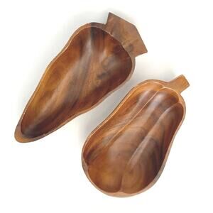 Wooden Pepper Dishes Set of Two MCM Vintage
